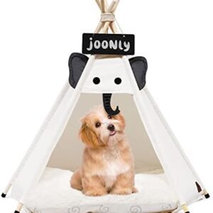 Ark miido Teepee Tent for Pets Dogs and Cats Teepee Dog Cat Bed with Double Sided Cushion Removable and Portable Pet Bed Luxury Pet House with Board