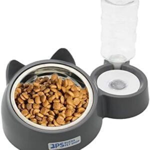 BPS Automatic Feeder and Drinker for Cats and Dogs, Splash Water Dispenser, Automatic Feeder for Pets, Size M/L (M)