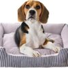 Bibykivn Dog Bed for Medium Dogs, Non-Slip, Washable, Orthopaedic Dog Bed, Raised Edges, Ergonomic Dog Sofa with Reversible Cushion for Small, Medium Dogs (70 x 52 cm, Grey)