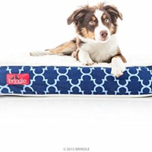Brindle Waterproof Designer Memory Foam Pet Bed-Removable Machine Washable Cover-4 Inch Orthopedic Pet Bed-Joint Relief, Navy Trellis, Small