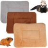 BundleMall 3 pcs Small Animal Plush Bed,Warm Fluffy Puppy Blanket ，Fleece Sleep Pad Guinea Pig Hamster Rabbit Bed Mat for Kitten,Bunny, Chinchilla, Squirrel, Hedgehog (Small:15X11in, U)
