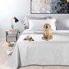 Byour3 Mixed Cotton Waterproof Double Bedspread Bedspread Decorative Fabric Single Bed Queen Size Blanket Protector Dogs Cats Children Scratch Resistant Waterproof Washable (White, Double Bed)