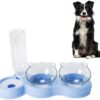 Cat Bowl Dog Bowls with Water Dispenser, 360°Rotatable Double Food Bowls with Automatic Gravity Water Bottle Bowl Detachable, 15° Tilted Pet Food Water Bowls Feeder Bowls for Cats and Dogs