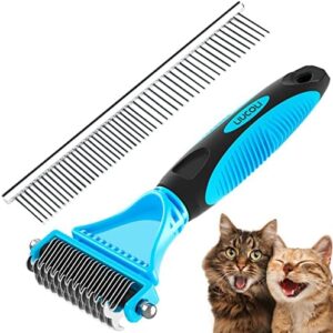 Cat Brush, Dog Grooming Brush, Rabbit Comb for shedding, LIUCOLI Professional Pet Hair Remover Rake - Eliminates Tangles Knots for Long/Short Hair, Removes 96% of Dead Undercoat and Loose Hairs