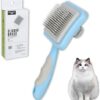 Cat Brush, Pet Brushes, Self-Cleaning Slicker Brush, Pet Grooming Brush, Professional for Dogs/Cats, Pet Brush for Short, Medium and Long Hair (Blue)