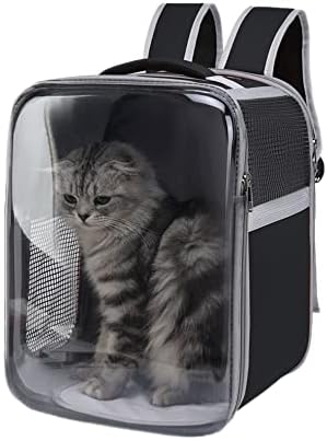 Cat Carrier Backpack, YUOCT Panoramic Window Front Pack for Cat Small Medium Dog, Dog Carrier Backpack Bag Space Capsule, Up to 6KG, Pet Carrier for Travel Hiking Walking Camping Outdoor (Black)