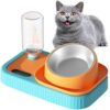 Cat Dog Bowl Set - Slow Feeding Dog Cat Bowl, Slow Eating Bowl Reduces Swelling and Overeating, for Wet and Dry Food with Automatic Water Bottle for Small and Medium Dogs and Cats (Orange Blue)