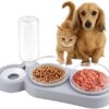 Cat Safe Set of 3, 15° Tilting Cat Bowl, Increases Cares for Lumbar Vertebrae, Feeding Bowl for Dry, Wet Food and Water, Cat Bowl with Automatic Water Bottle, Cat Bowls for Pets