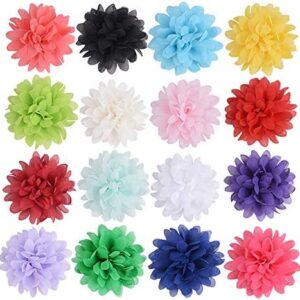 Chenkou Craft Mix Lots 16pcs 4"(10cm) Pet Dog Collar Bows Charms Flowers Roses Accessories Attachment Decor for Cat Puppy Collars Grooming Large Bulk (16pcs Organza Flower 4")