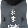 Croci Tokyo Gang Dog Jacket with Hood, Back Size 35 Cm, Padded and Adjustable, with Elastic and Hole for Leash and Harness, Gray Color