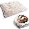 Deautie Washable Cat Bed, Fluffy Cat Cushion, 61 x 51 cm, Cat Blanket for Cats, Cat Bed, Cat Blanket for Kittens, Puppies and Small Animals (White)