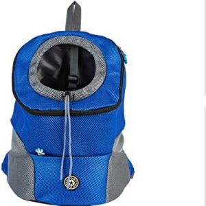 Dog Backpack Cat Backpack for Small Medium Dogs Cats Puppies up to 3 kg, Breathable and Adjustable Transport Bag Pet Backpack Dog Carry Bag for Travel, Hiking Adventures (L, Blue)