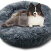 Dog Bed Cat Bed Fluffy Round Dog Sofa Washable Removable for Large, Medium & Small Dogs, Cats and Other Pets (80 x 80 x 20 cm)