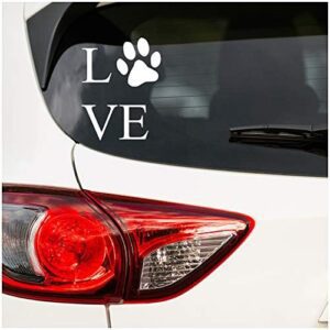 Dog Love Sticker Love 10 x 13 cm Sticker Dog Cat Animals Film for Car Motorcycle Caravan Car Sticker Dog Paw Print K056 (White)
