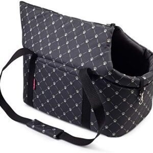 Dog/Puppy Bag - Black - Paw Print - S up to 5 kg - Carrier Bag for Small and Medium Dogs, Puppies, Cats