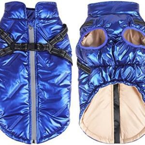 Dolahovy Waterproof Dogs Jacket Coat Winter Warm Pet Vest Windproof Reflective Dog Clothes with Harness Adjustable Puppy Cat Clothes for Small Medium Large Dogs Outdoor (XX-Large, Blue)