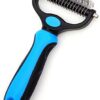 Double-Sided Dog Brush, Cat Brush for Long Hair Undercoat, Pet De-Matting Brush for Small to Large Dogs and Cats - Grooming Brush - Extra Wide - Blue