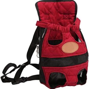 Ducomi Dupet Front Dog Cat Puppy Hiking Travel Comfortable Pet Carrier (M, Red)