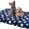 EMPSIGN Supportive Dog Bed (61x46x7.6cm), Dog Crate Mat Reversible (Cool & Warm), Removable Washable Cover, Waterproof Liner & High Density Foam, Pet Bed Mattress for Small to XX-Large Dogs, Beige, Star