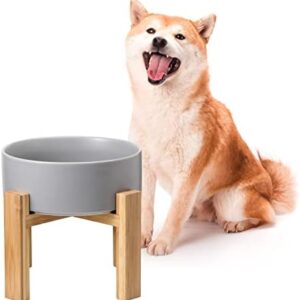 Elevated Dog Bowls for Large Dogs - Ceramic Raised Dog Bowl Stand - Dog Water Bowls and Food Dish - Heavy Weighted or No Tip Over Dog Comfort Food Bowls - Pet Bowl Extra High Capacity 8.4" Diameter