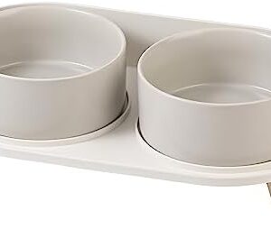 Elevated Dog Food Water Bowl - Raised Dog Bowls with Stand Non Skid - Double Dog Feeding Bowl Set with Splash Proof Guard - Ceramic Pet Dish for Small to Medium Dogs and Large Cats - 28.74 oz - 850 ml