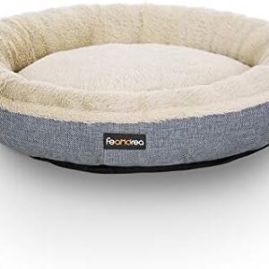 FEANDREA Dog Bed, Dog Sofa, Cat Bed, Donut Shape, Round, 65 cm Dia, Grey