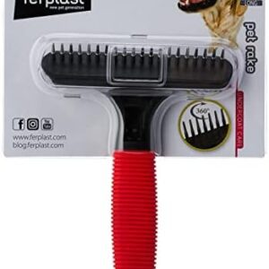 Ferplast Rake comb for dogs GRO 5872, Rounded rotating teeth, Ideal for undercoat of medium and long haired animals, 15,5 x 11 x h 3,3 cm