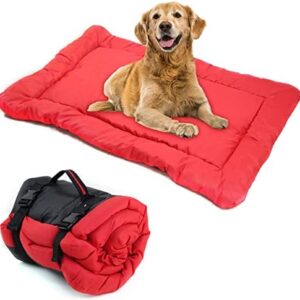 Foldable Dog Mat, Dog Bed, Portable Mattress, Waterproof for Small Medium Large Pets, Multifunctional Travel Blanket for Outdoor Travel, Camping, Car, Dog Crate, Sofa, Floor, 90 x 60 cm (Red)