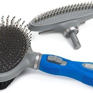 Friends Forever Dual Side 2 in 1 Pet Grooming Combo - Deshedding, Pin Bristle Dog Brush + Undercoat Rake & Comb Dogs Cat, Pet Supplies Tool Kit, blue/black