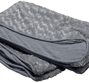 Furhaven Replacement Dog Bed Cover Ultra Plush Faux Fur & Suede Contour Luxe Lounger, Machine Washable - Gray, Jumbo (X-Large)
