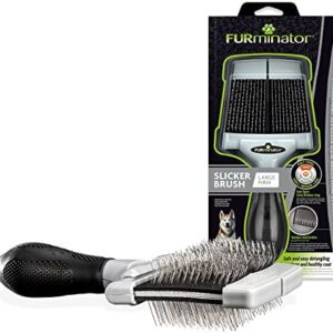 Furminator Slicker Brush Size L Hard - Large Brush with Hard Bristles for Dogs and Cats with Curly, Medium or Long Hair, Grey
