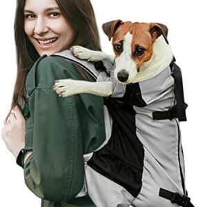 Galatée Dog Backpack, Adjustable Dog Backpack for Small and Medium Dogs, Easy to Carry, Pet Backpack for Outdoor Walks, Hiking, Mountaineering, Travel (L, Grey)