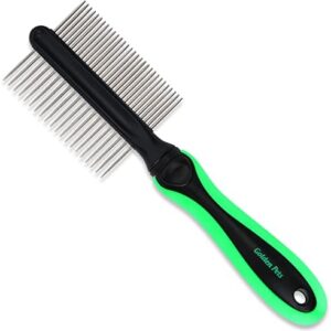 Golden Pets Double Comb I Dog & Cat Brush Suitable for Medium to Long Hair I Small - Large Animals I Easy Cleaning I + Free Care Manual