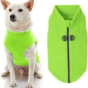 Gooby - Zip Up Fleece Vest, Fleece Jacket Sweater with Zipper Closure and Leash Ring, Lime, Large