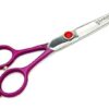 Gravitis Pet Supplies Professional Dog Grooming Scissors with Case - 7.5” Ambidextrous straight scissors suitable for right or left-handed dog grooming (Pink)