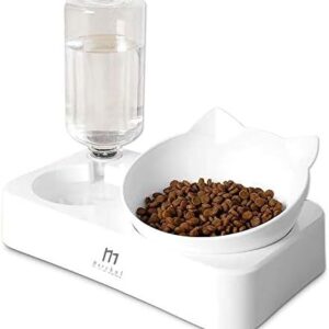 Gravity Water and Food Bowls Cat, Cat Dog Tilted Water and Food Bowl Set, Raised Cat Bowls, New Version,Cap Never Rust