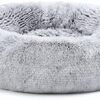 HMTOPE Orthopaedic Dog Bed Round Dog Cushion Dog Sofa Cat Bed Doughnut Cuddly Dog Basket Washable 70 cm Diameter Light Grey
