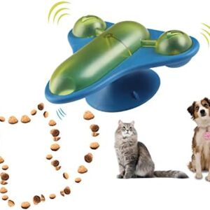 JAMBOS Treat Dispensing Puzzle Toys for Small Dogs Cats Treat Dispenser Toy Interactive Chase Toys Slow Feeder Green Plane Design(Blue)