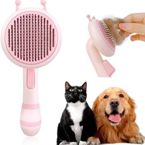 JUNDINGYUN Little Bee Pet Needle Comb Pink Pet Grooming Comb Self Cleaning Brush Cat Dog Rabbit Durable Cute Cat Brush Animal Brush Grooming Shed Pink Needle Comb