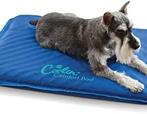 K&H Pet Products Coolin' Comfort Bed Orthopedic Dog Cooling Mat, Cooling Mat for Dogs and Cats, Cooling Dog Bed for Medium Dogs - Blue Medium 22 X 32 Inches