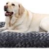 KSIIA Extra Large Dog Bed Washable, XL Calming Dog Bed, Dog Crate Mattress with Non skid Bottom, Fluffy Anti Anxiety Dog Beds, Pet Beds Pillow Cushion for Dog, Dark Grey, 105x70x9cm