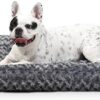 KSIIA Small Dog Bed Washable, Calming Dog Bed, Dog Crate Mattress with Non skid Bottom, Fluffy Anti Anxiety Dog Beds, Pet Beds Pillow Cushion for Dog, Dark Grey, 60x45x7cm