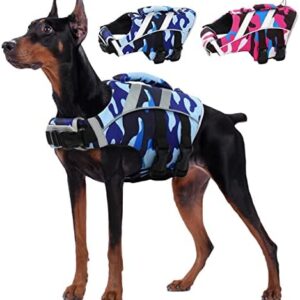 Kuoser Dog Life Jacket - Camouflage Tear-Resistant Dog Life Jacket High Visibility Dog Life Jacket for Small Medium Large Dogs with Excellent Buoyancy and Rescue Handle