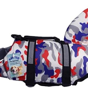 Life Jacket Dog Pet Life Jacket Dog Life Vest Swimsuit Pet Swimming Vest for Dogs Lifesaver Size Adjustable with Handle for Small Medium Large Dogs (XL, Red Camouflage Dog Life Vest)