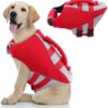 Life Jacket Dog Tear-Resistant Reflective Dog Life Jacket with High Buoyancy and Rescue Handle Dog Life Jacket for Small Medium Large Dogs Swimming Accessories, Red, XXL