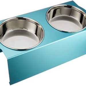 MATUMI Hours French Bulldog Food Bowl Table, Light Blue, Made in Japan, Food Holder, Tableware, Tableware Stand, Reduces Stress on Foot and Back, Anodized Treatment, for Flebble