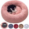 NAKLULU Dog Bed, Machine Washable, Round Cat Bed, Dog Cushion, Dog Basket, Dog Beds for Small, Medium and Large Dogs, Light Pink, XS 50 cm Outer Diameter
