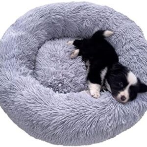 NAKLULU Dog Bed Machine Washable Round Cat Bed Dog Mat, Dog Beds for Small, Medium and Large Dogs, With Zipper, Grey, XS (50x50cm)
