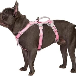 No Escape Dog Harness, Escape Proof Harness, Fully Reflective Harness with Padded Handle, Breathable,Durable, Adjustable Vest for Small Dogs Walking, Training, and Running Gear（Pink,S)