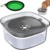 Norhogo 2L Anti-Drip Dog Water Bowl, Floating Dog Water Bowl, Cat Bowls, Slow Dog Water Bowl, Anti-Overflow Visible Water Dispenser for Pets, Grey